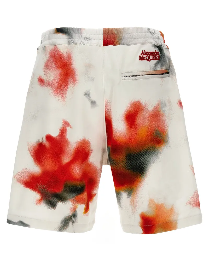 Alexander McQueen Obscured Flower Bermuda Shorts — Cream Cream