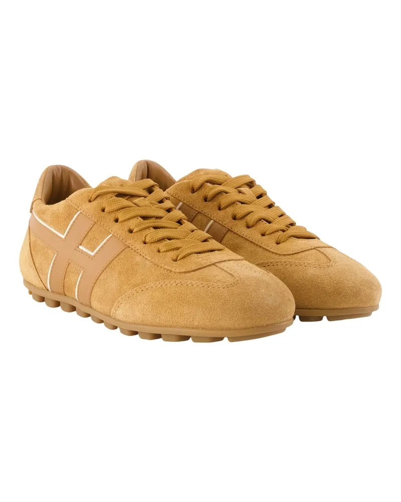 Hogan Women's H693 Allacciato H Sneakers -  Leather Brown Calfskin Shoes Brown