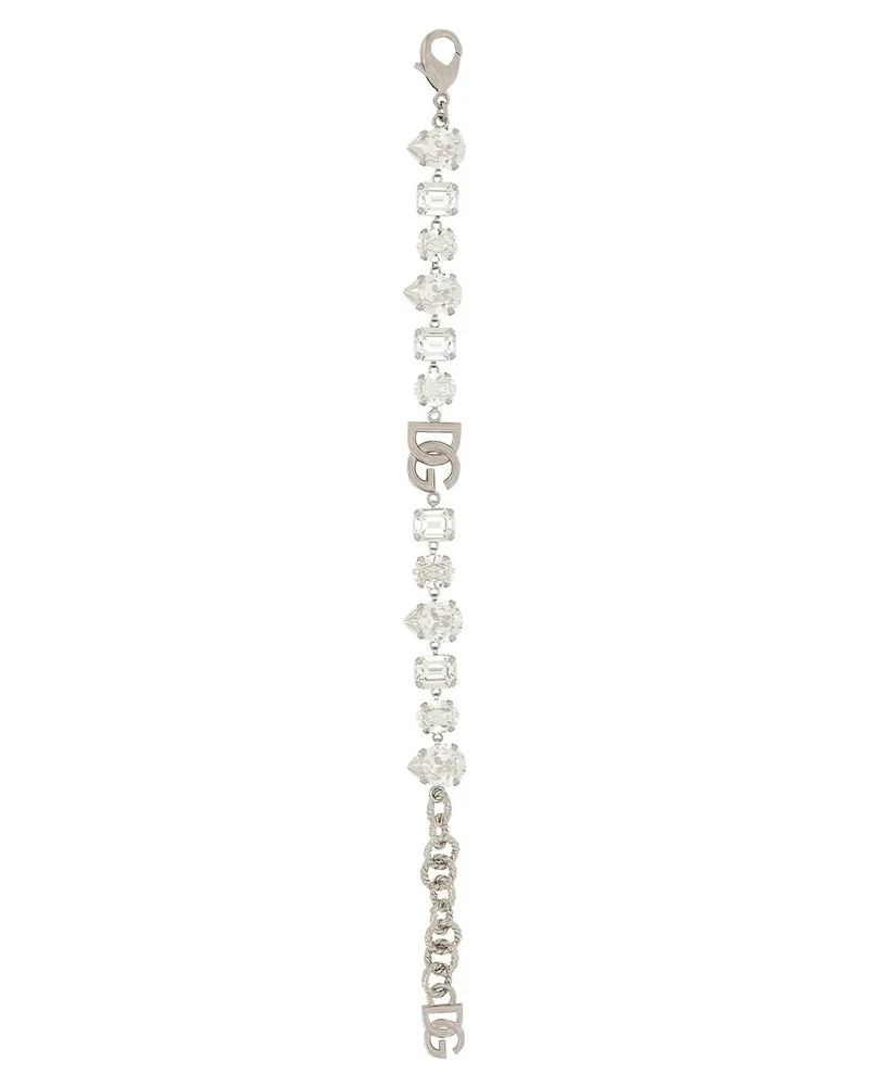 Dolce & Gabbana Crystal and Logo Bracelet — Silver Silver