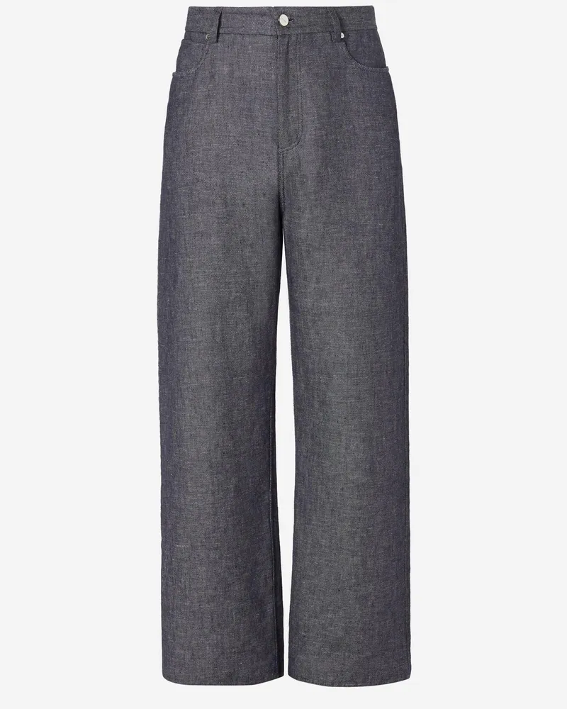 Fendi Men's Jeans Cotton-Linen Blend Dark Denim Gray