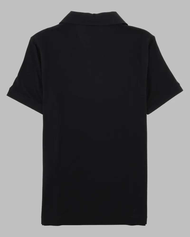 Giorgio Armani Stretch Viscose Jersey Polo Shirt — Black Black