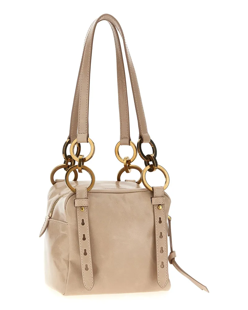 Prada Dangle Leather Top Handle Bag — Beige Beige