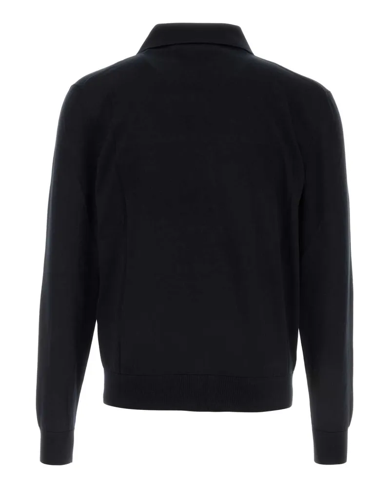 Saint Laurent Men's Midnight Blue Silk Blend Polo Shirt Bleunuit Exterior: Cotton Navy