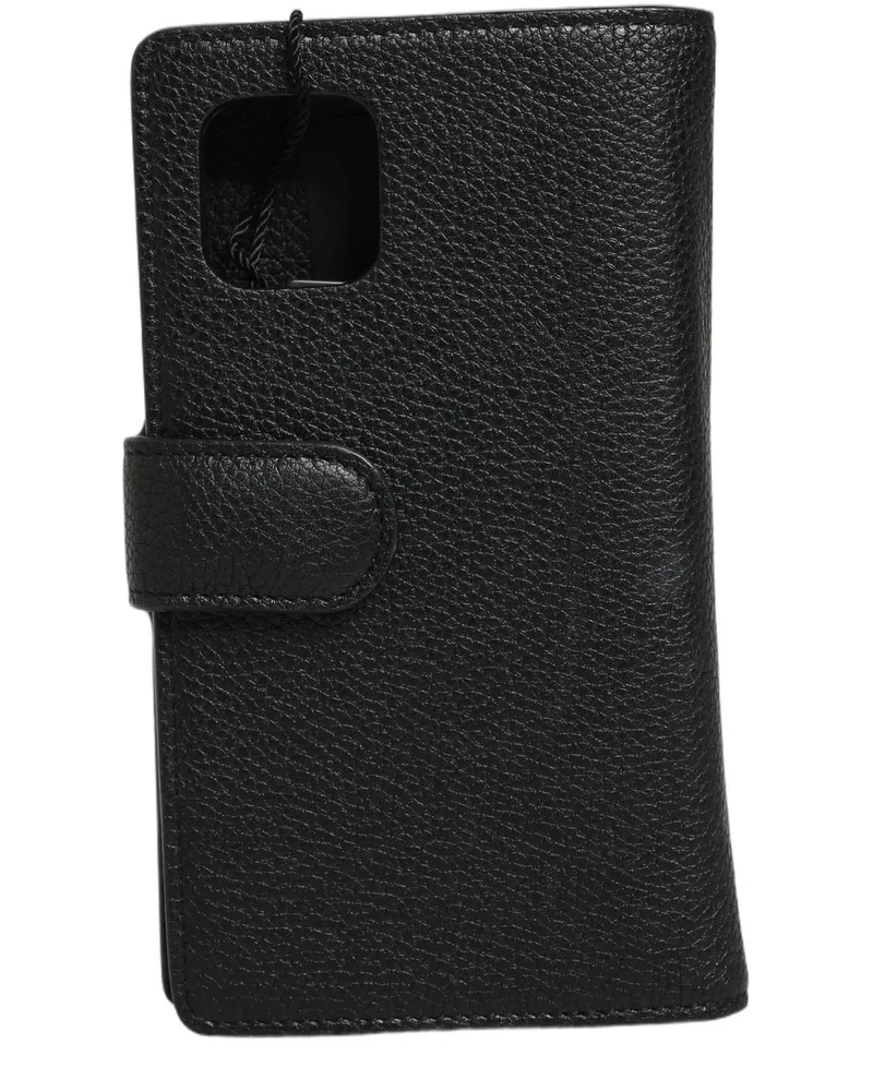 Dolce & Gabbana Women's Case Flip Cover Black Calf Leather Iphone11 Pro Phone Accessory Black