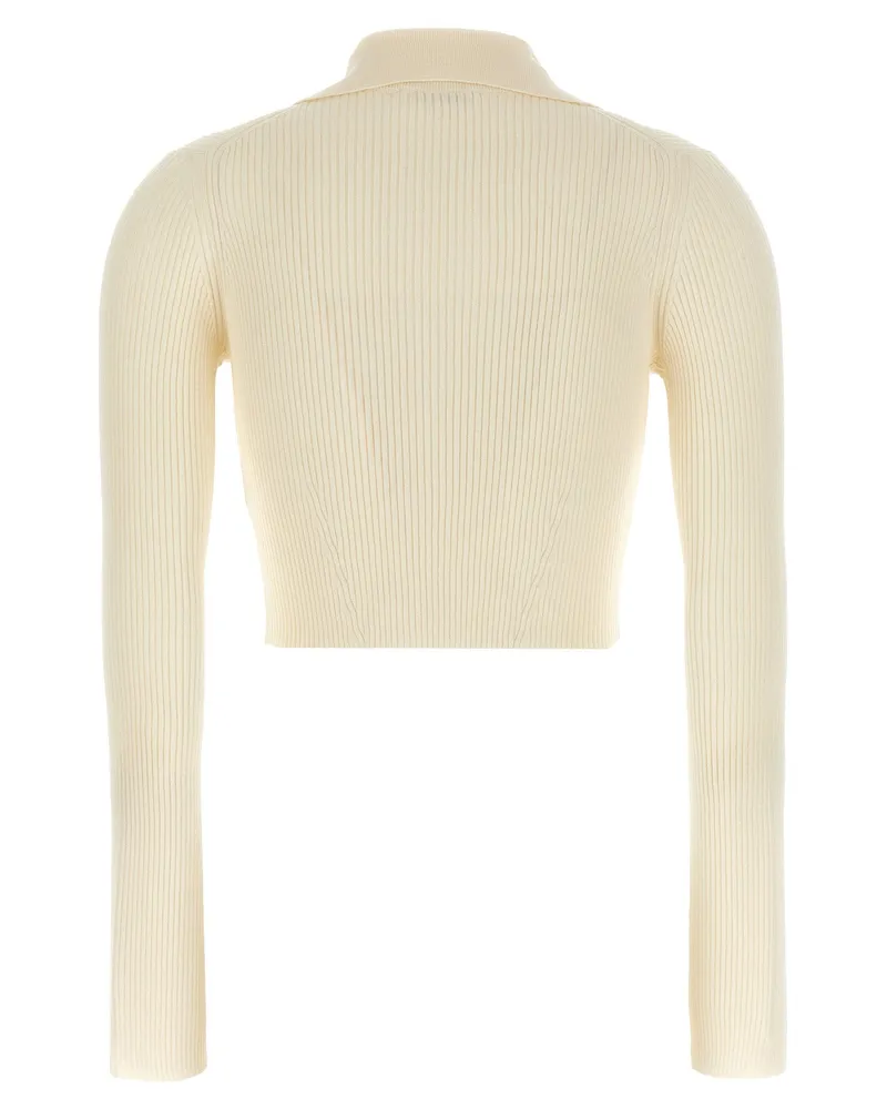 Jil Sander Ribbed Wool-Viscose Blend Cardigan — Cream Cream