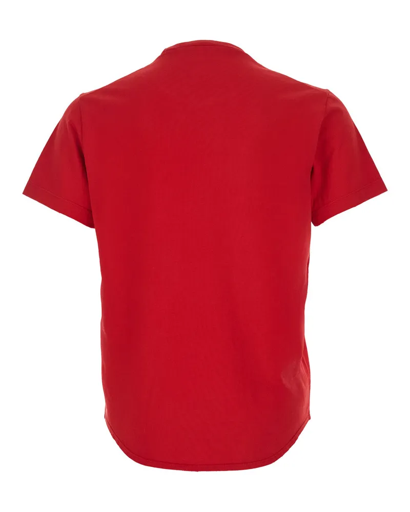 Dsquared2 Men's Red Crewneck T-Shirt With Maxi Print Cotton T-Shirts And Polos Red