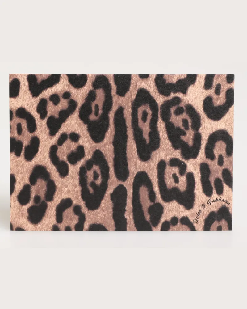 Dolce & Gabbana Women's Multicolor Leopard Print Envelope Paper Post Card Holder Accessory Beige
