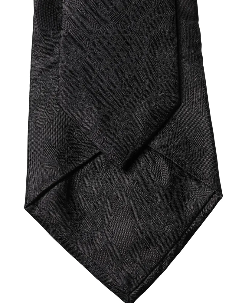 Dolce & Gabbana Black Paisley Woven Silk Adjustable Women Necktie Tie Black