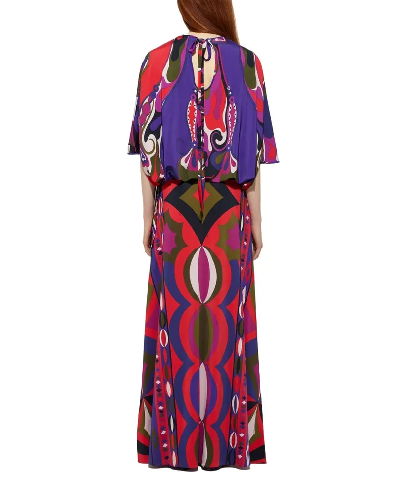 Emilio Pucci Orchid Print Cape Blouse — Multicolor Multicolor