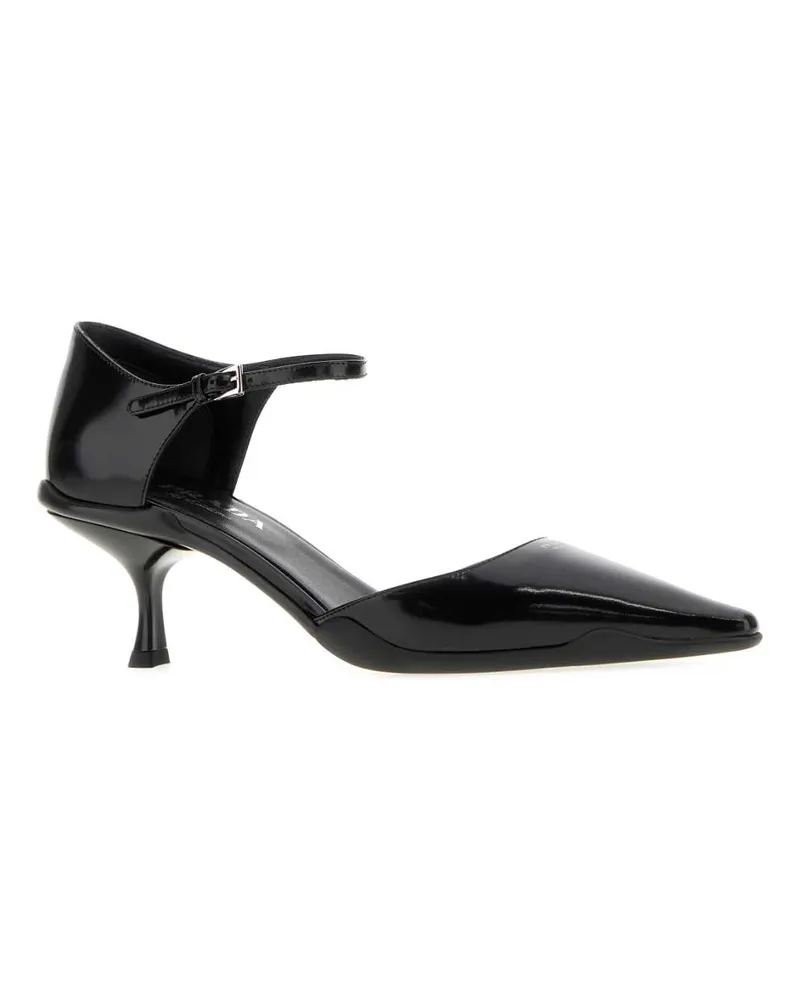 Prada Women's Black Leather Pumps Nero Scarpe Con Tacco High Heel Shoes Black