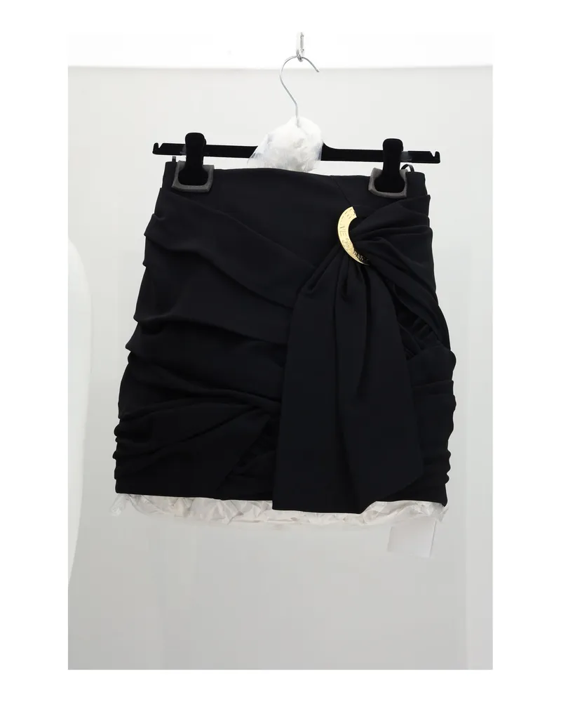 Celine Women's Mini Skirt Draped Black Viscose Black
