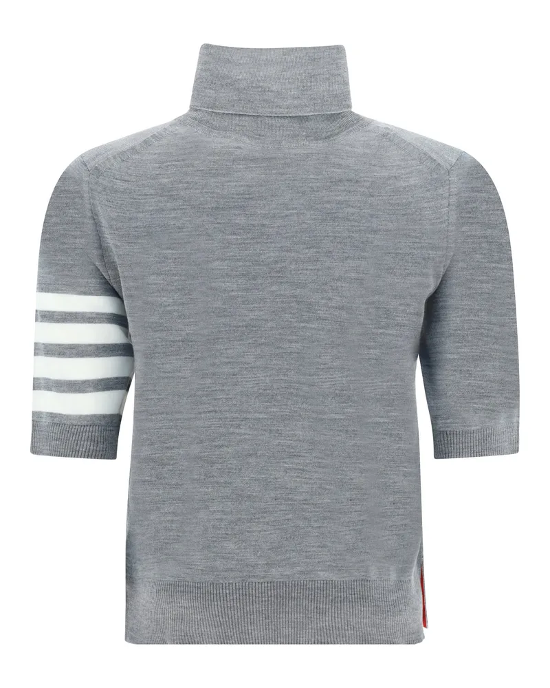 Thom Browne Women's Turtleneck Sweater Virgin Wool Light Grey Gray