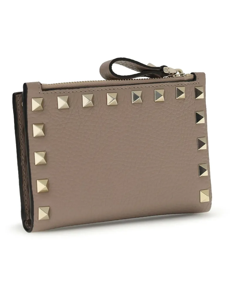 Valentino Garavani Rockstud Zip Wallet — Beige Beige