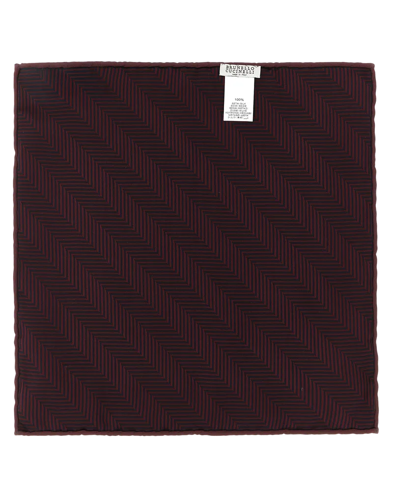 Brunello Cucinelli Men's Bordeaux Silk Pocket Square Accessory Red