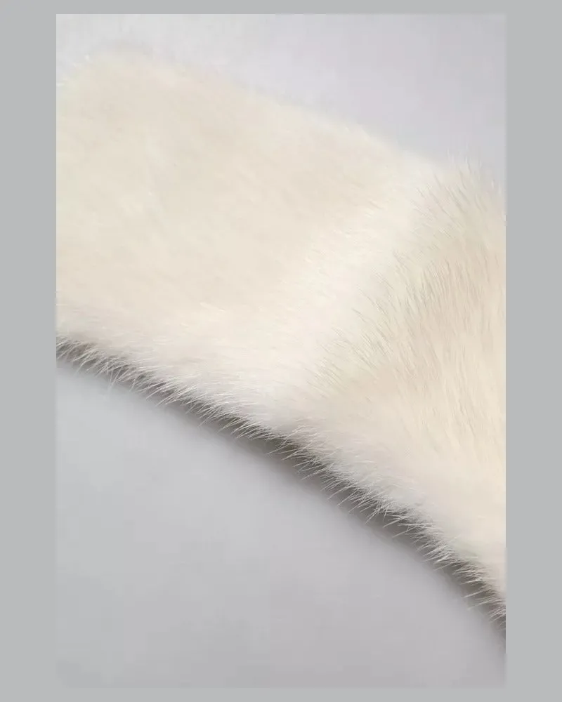 Dolce & Gabbana White Mink Fur Collar Women Neck Wrap Scarf White