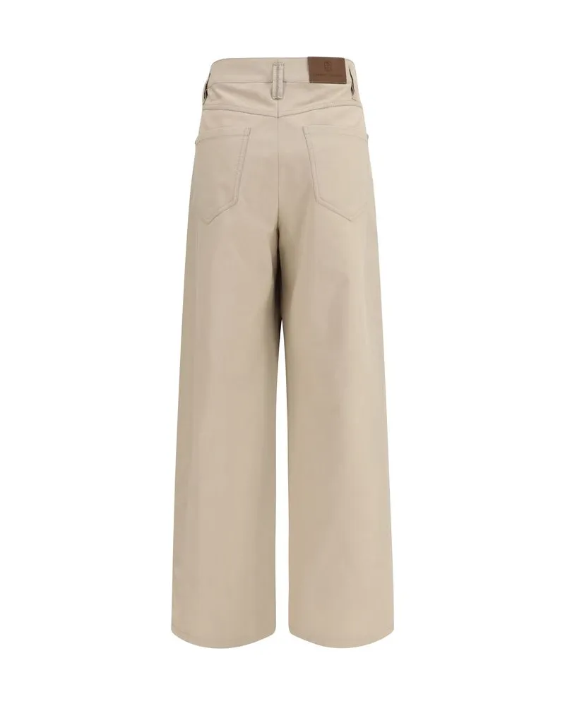 Brunello Cucinelli Loose Wrap Trousers — Beige Beige