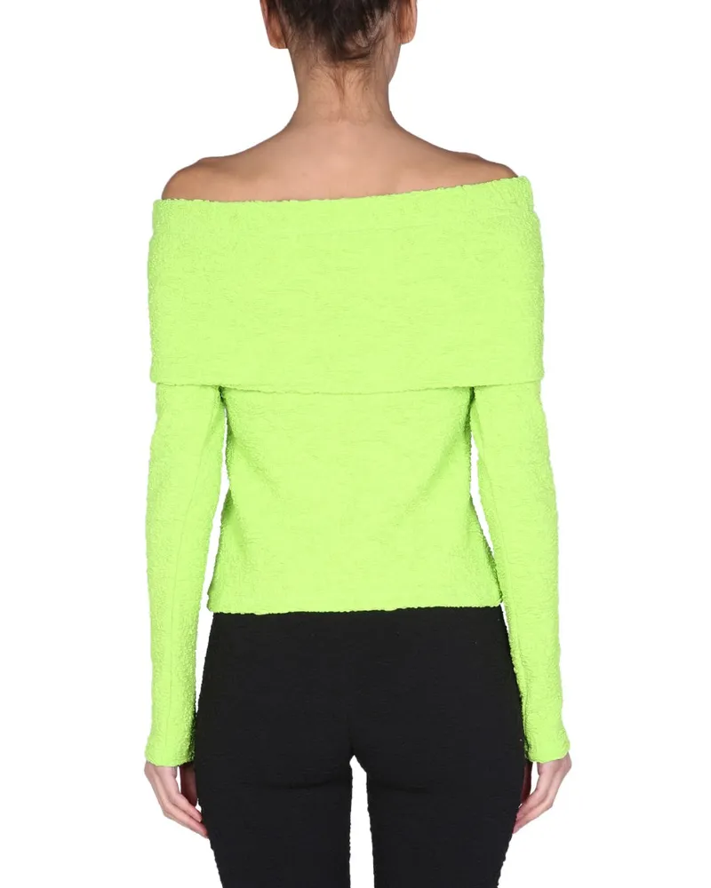 MSGM Embossed Cotton-Blend Blouse — Green Green