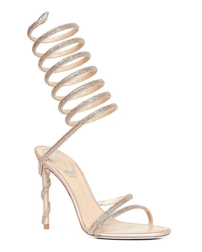 René Caovilla Women's Beige Margot 105 Jeweled Sandals Viscose Beige