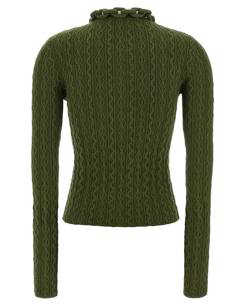 Paco Rabanne Women Bicolor Wool Cardigan Clothing Green
