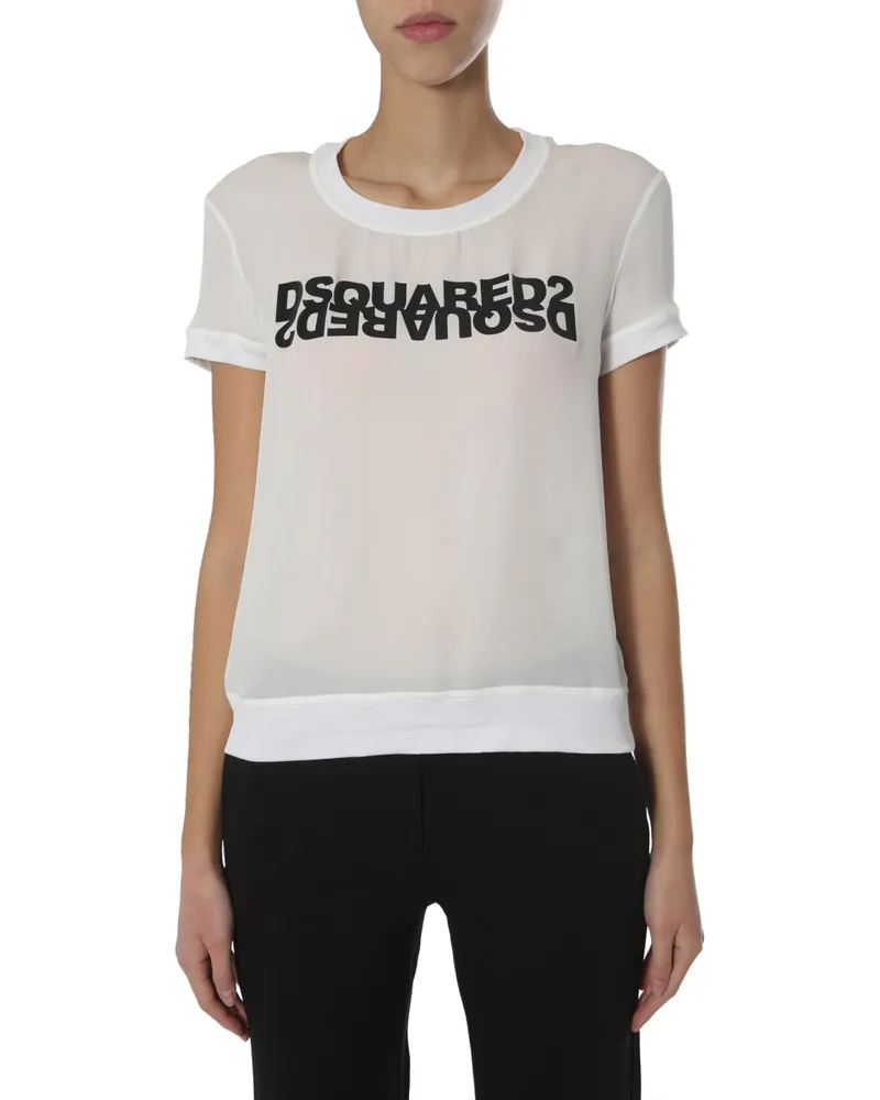 Dsquared2 Round Neck Cotton T-Shirt — White White