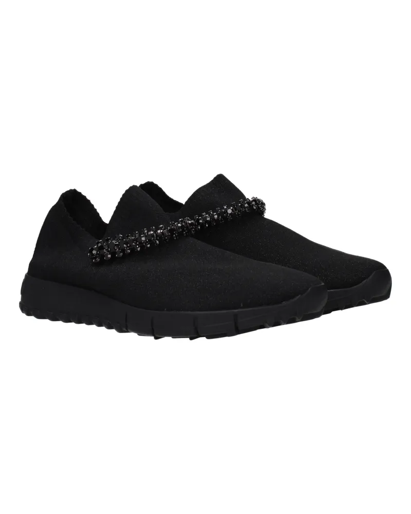 Jimmy Choo Women's Black Fabric Slip-On Loafers Black