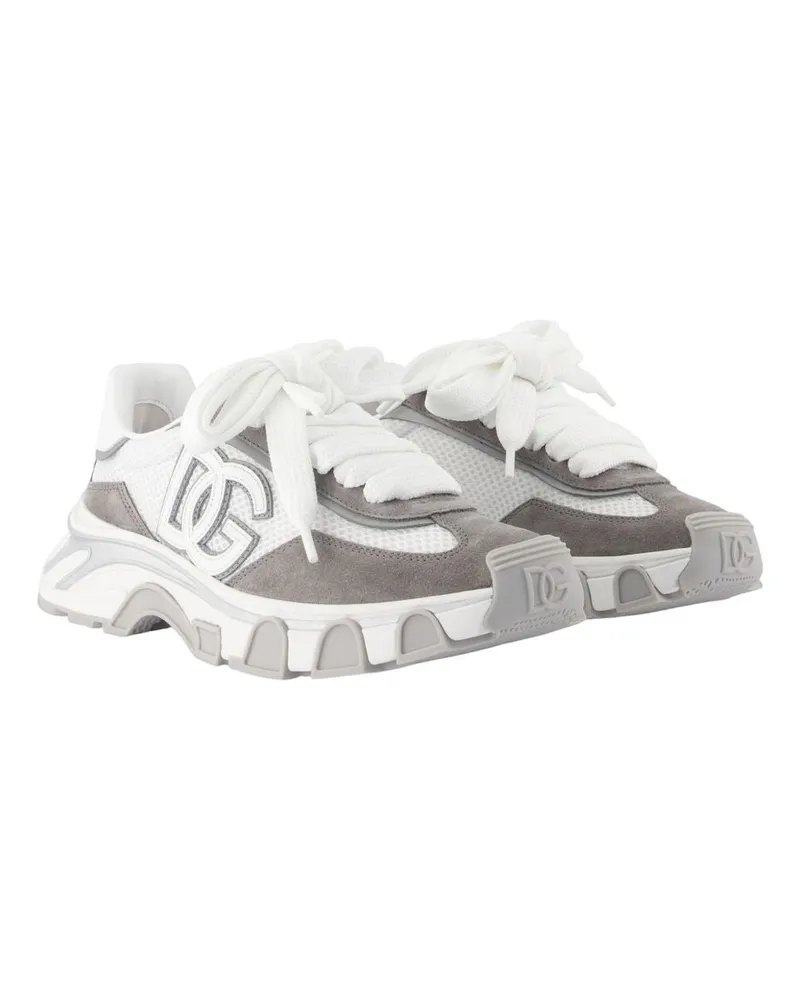 Dolce & Gabbana Women's Bassa Rete Sneaker Gray Calfskin Gray