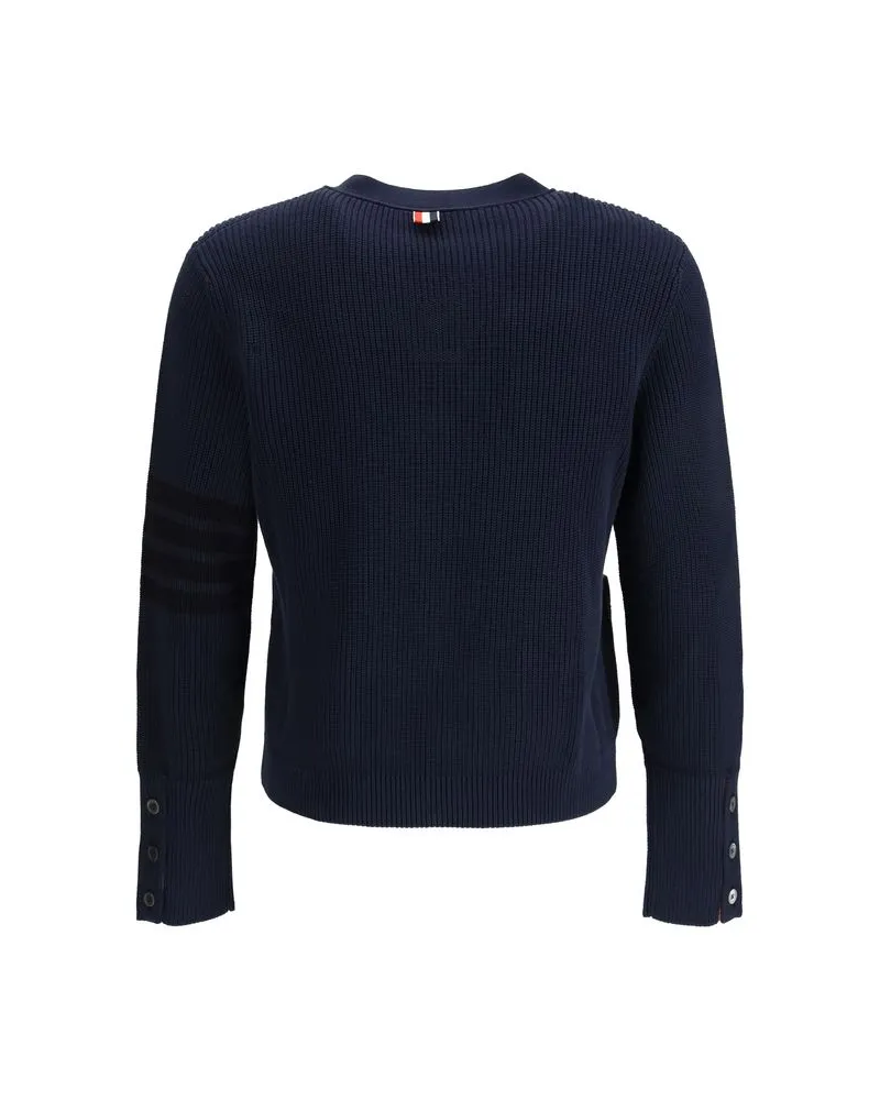 Thom Browne Men's Blue Cotton Cardigan Clothing Navy