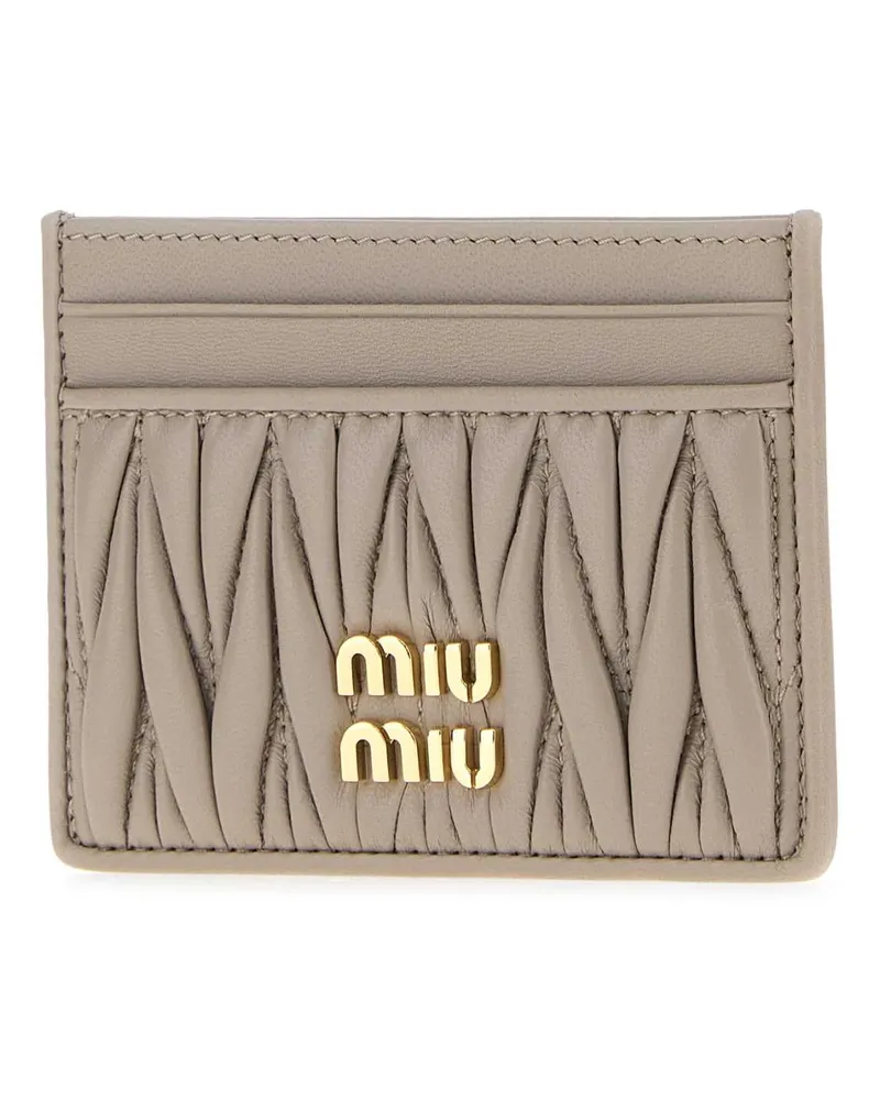 Miu Miu Quilted Leather Card Case — Gray Gray