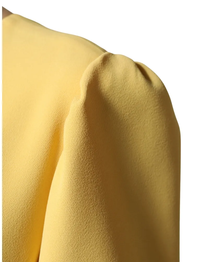 Dolce & Gabbana Women Yellow Short-Sleeved Crew Neck Midi Dress Viscose Elastane Yellow