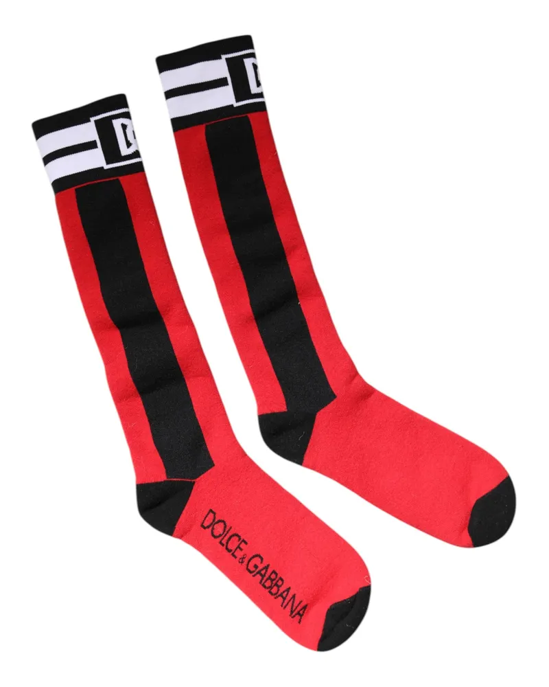 Dolce & Gabbana Women's Red Cotton Stretch Printed Socks Nylon Elastane Clothing Red