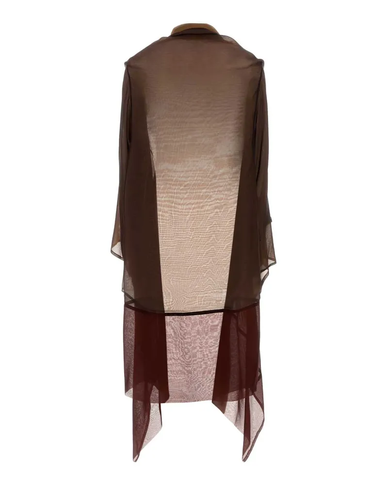 Alberta Ferretti Women's Multicolor Chiffon Cardigan Fantasiamarrone Exterior: Silk Cappotti Coat Brown