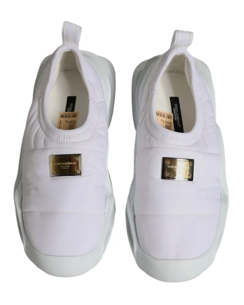 Dolce & Gabbana Women's White Padded Fabric Low Top Sneakers Shoes White