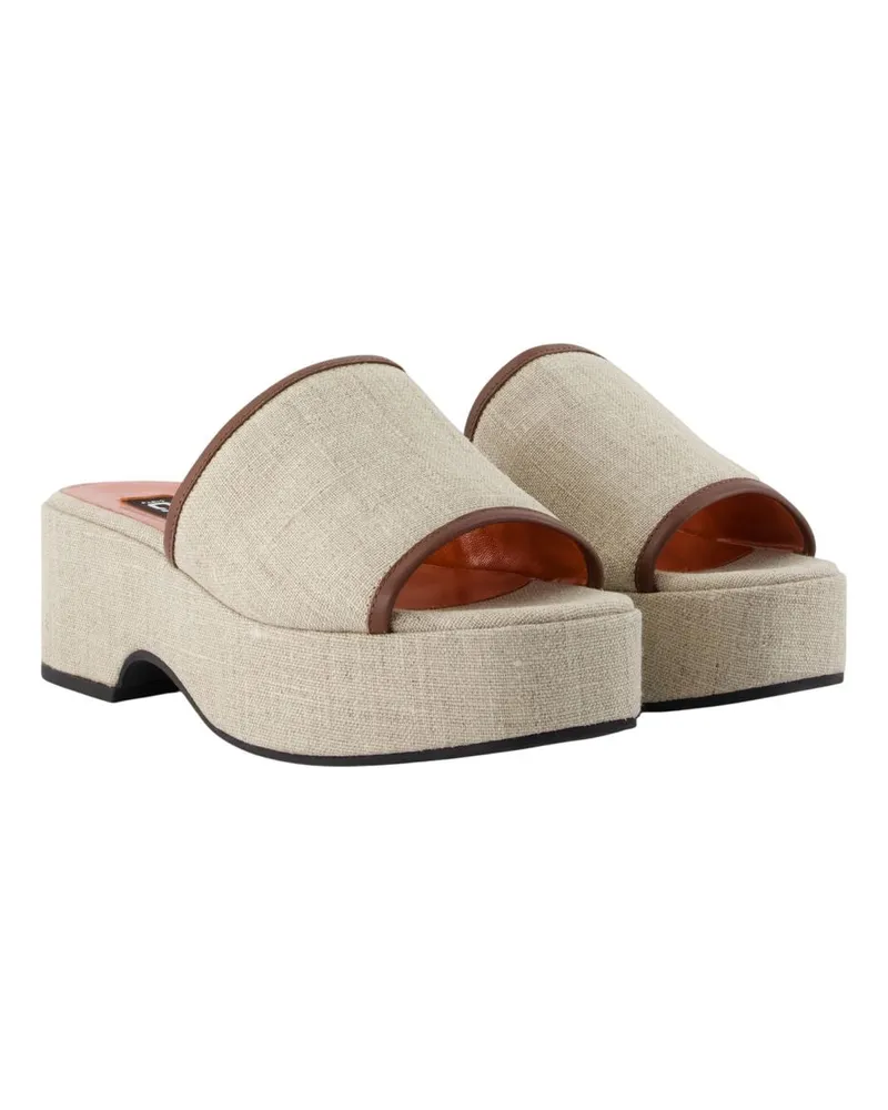 Carel Women's Adri Mules -  Canvas Beige Shoes Flat-Shoes Beige