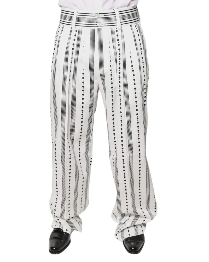 Dolce & Gabbana Men's Striped Formal Trousers White White