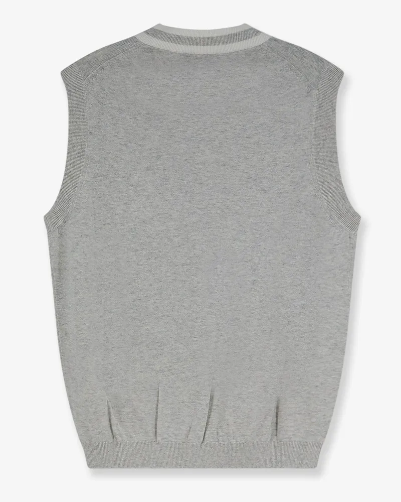 Brunello Cucinelli Men's V-Neck Cotton Vest Grey Blazers Jacket Gray