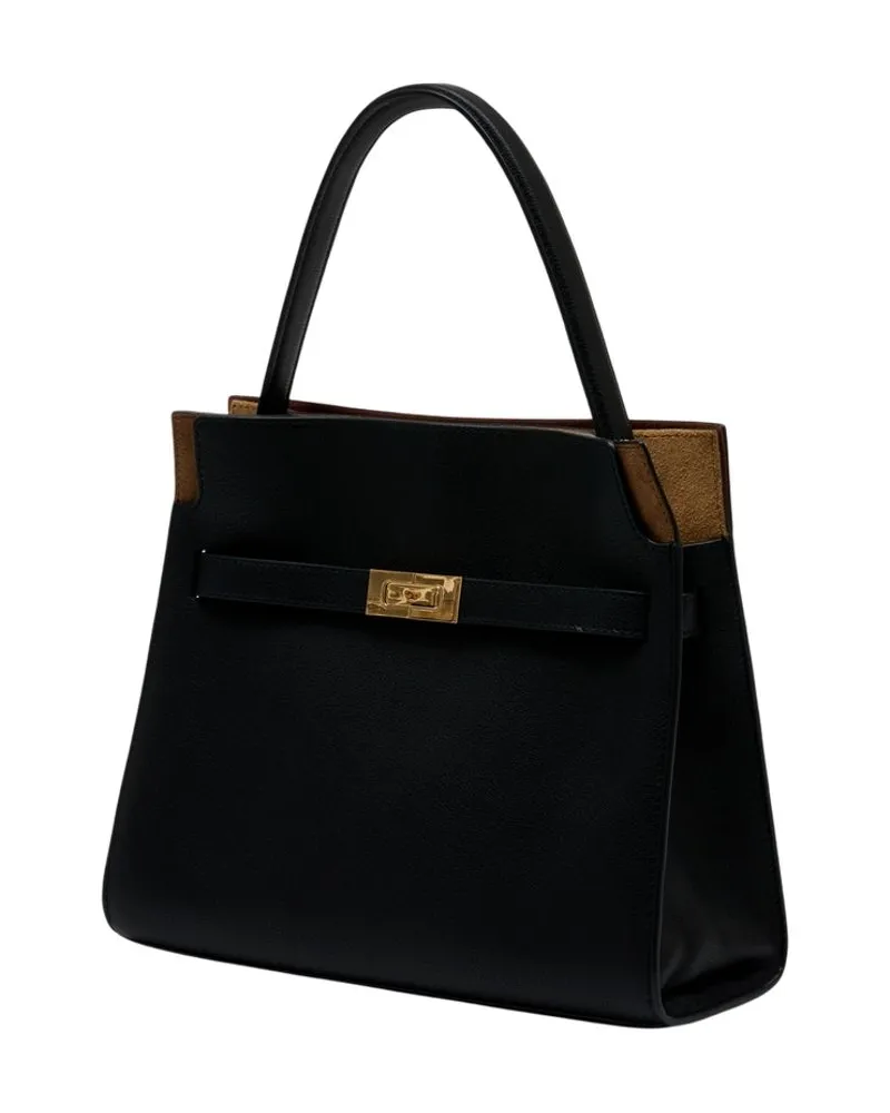 Tory Burch Calfskin Leather Top Handle Bag — Black Black