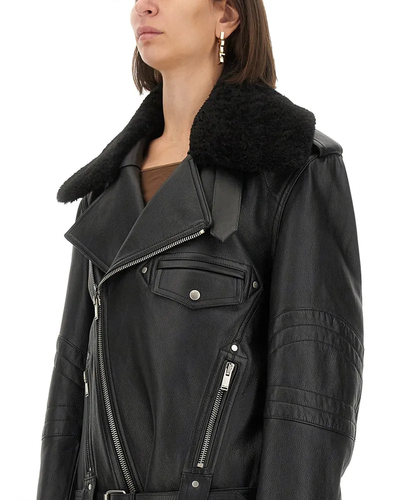 Saint Laurent Leather Biker Jacket — Black Black