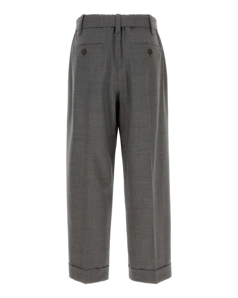 Brunello Cucinelli Women's Grey Stretch Wool Blend Pant C010 Pantaloni Trousers Gray