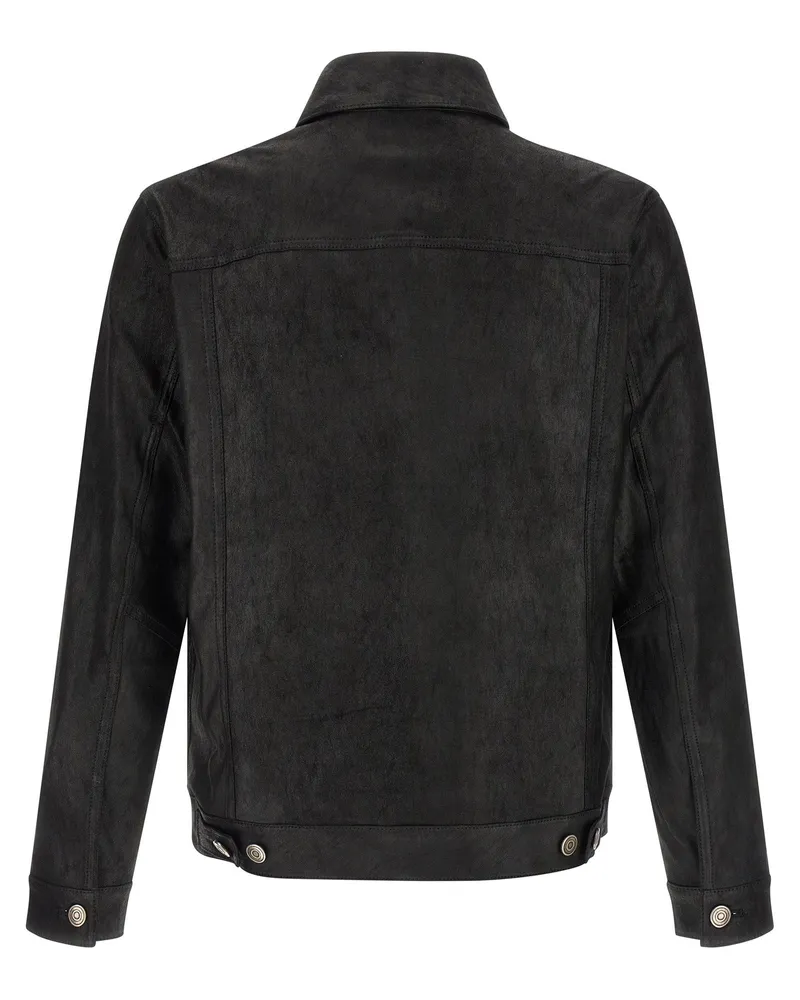 Giorgio Brato Leather Stretch Velour Jacket — Black Black