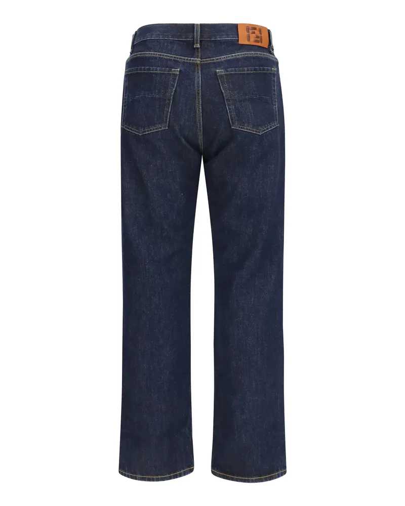 Fendi Men's Straight-Leg Jeans Dark Blue Denim Cotton 