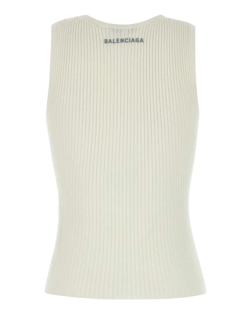 Balenciaga Women White Stretch Wool Blend Tank Top Exterior: Nylon Elastane Maglie White