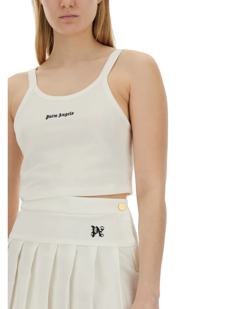 Palm Angels Logo-Print Cotton Tank Top — White White