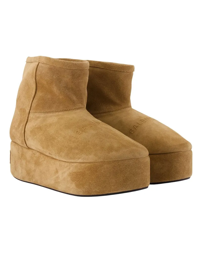 Balenciaga Women's Alaska Boots -  Leather Brown Calfskin Shoes Beige