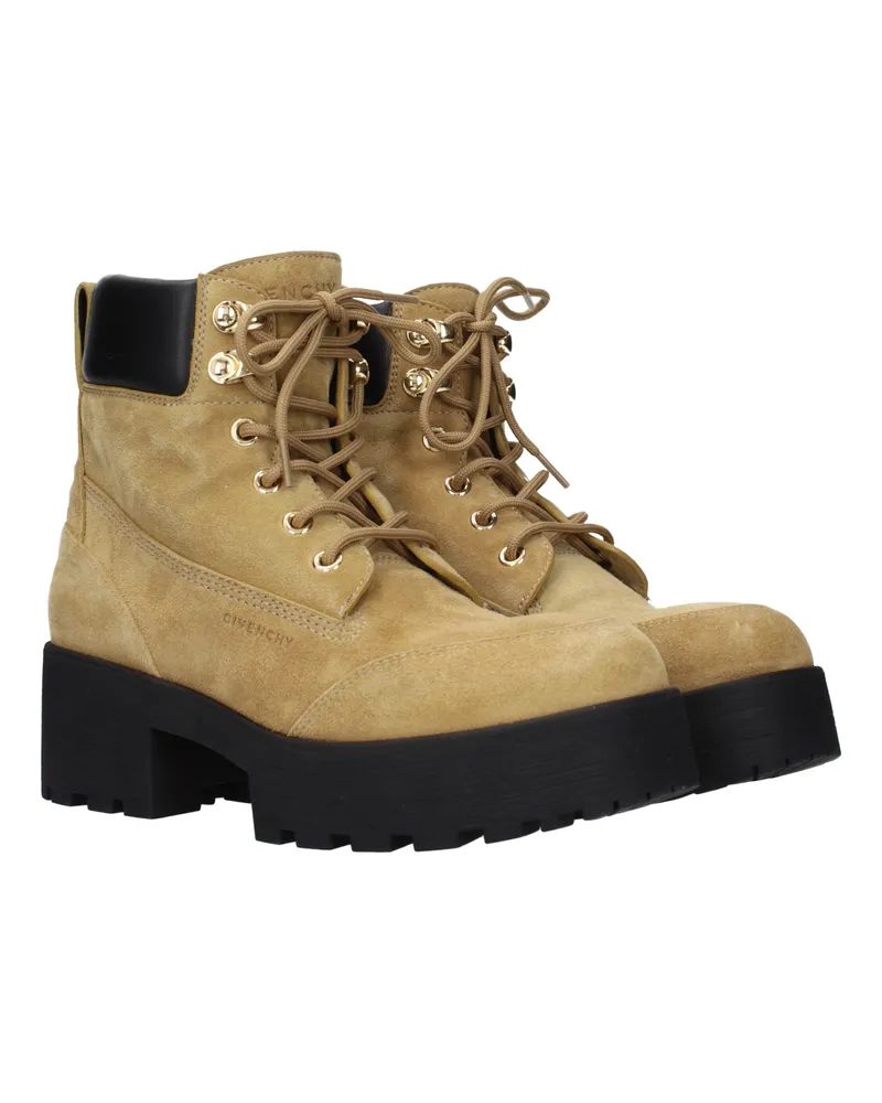Givenchy Women's Brown Leather Ankle Boots Beige