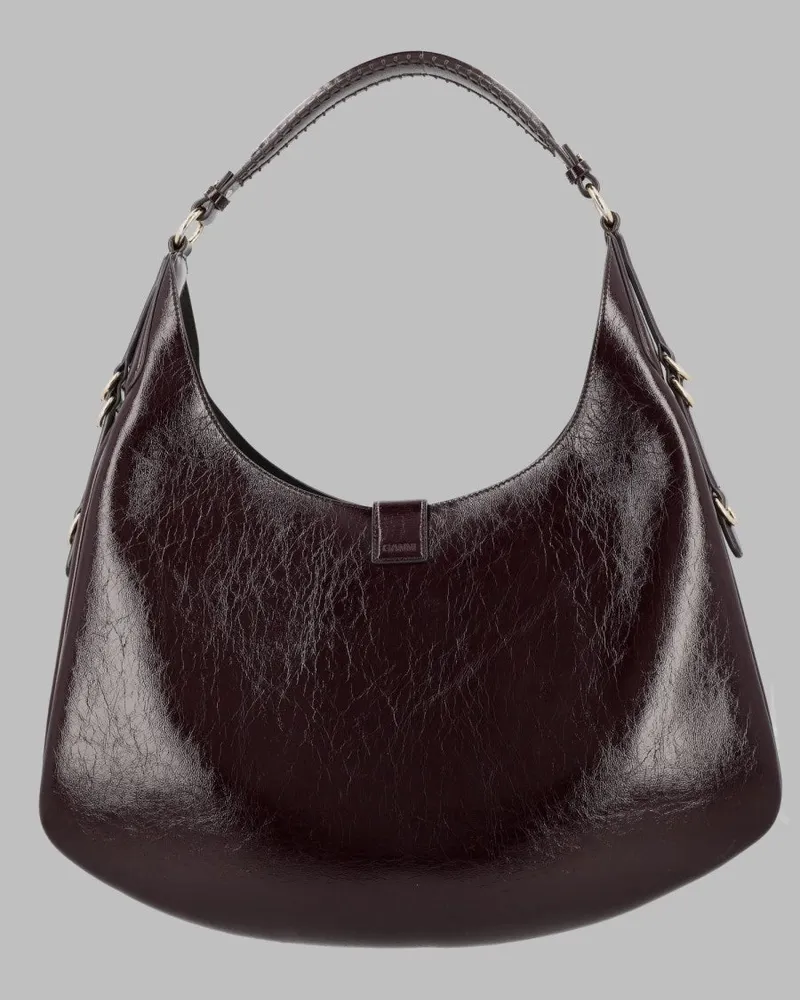 Ganni Kat Synthetic Shoulder Bag — Brown Brown