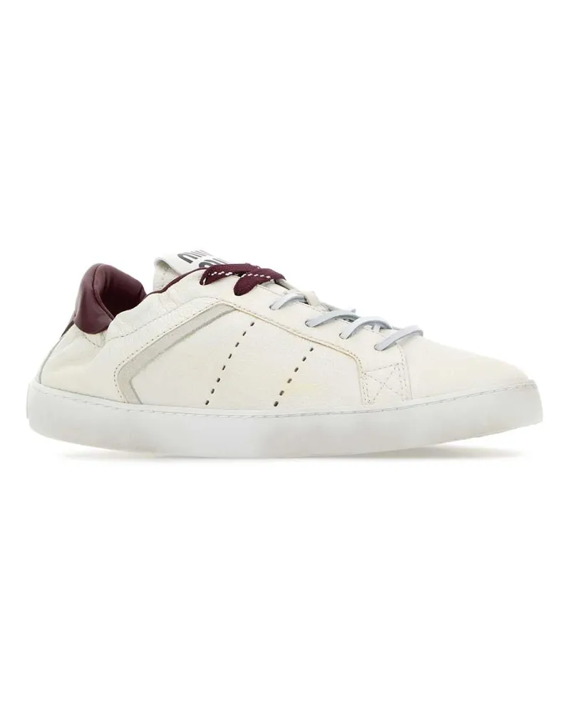 Miu Miu Women's Ivory Leather Sneakers Biancoporpora White