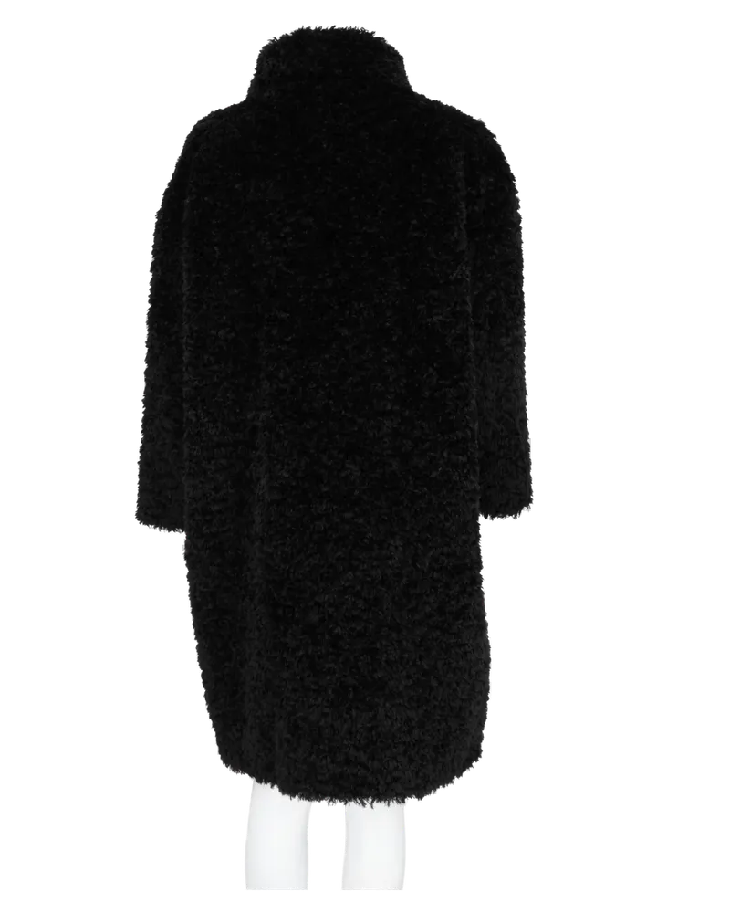Herno Faux Fur Teddy Curly Coat — Black Black