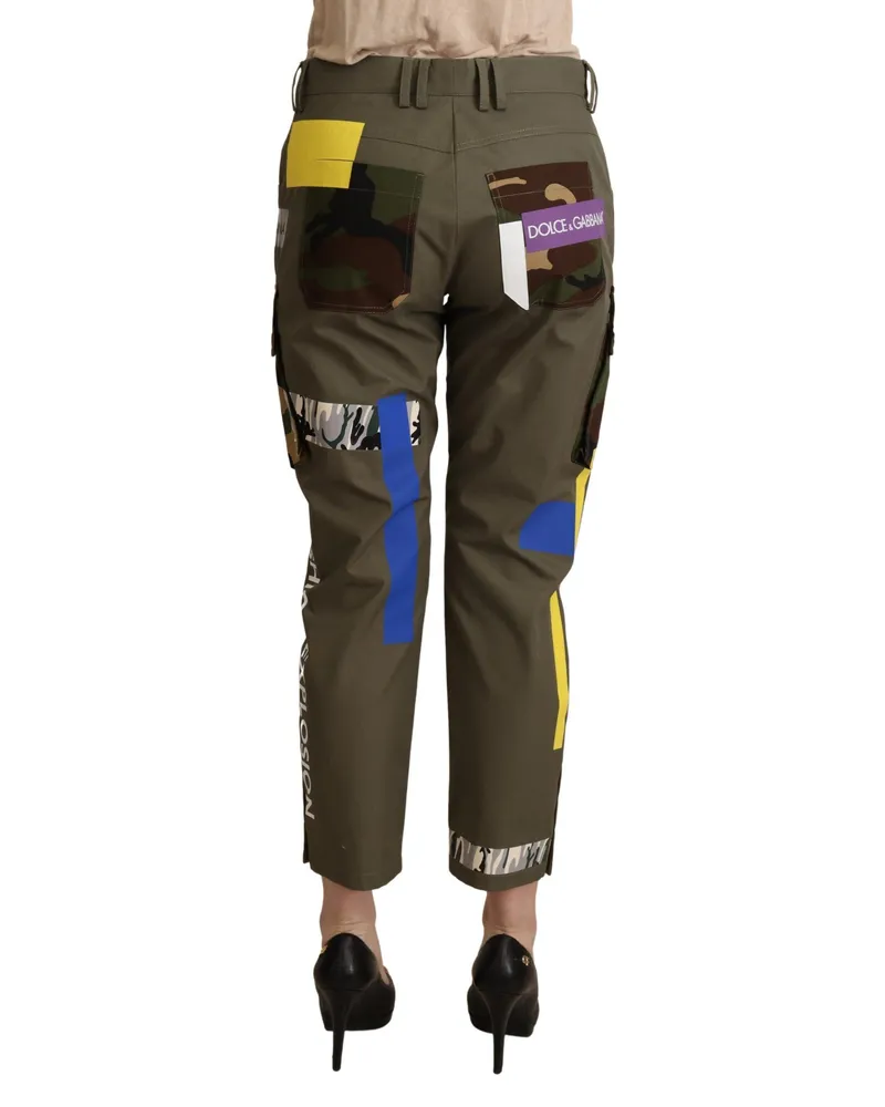 Dolce & Gabbana Women Green Military Cargo Trouser Cotton Pants Green