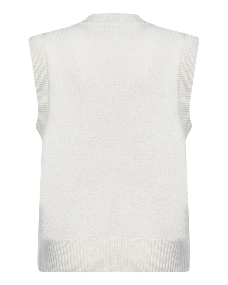 AMI Paris Women's Knit Vest Ami De Cœur Merino Wool Ivory Knitwear Sweater White