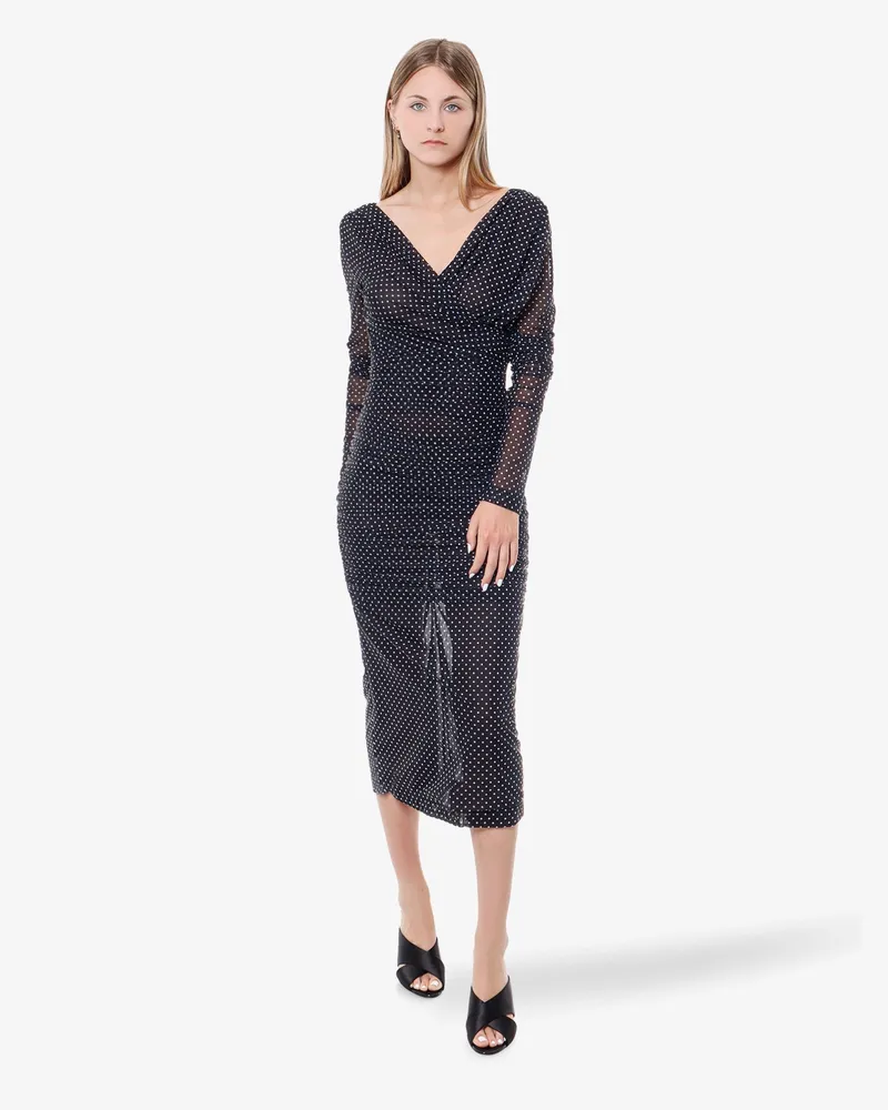 Dolce & Gabbana Women's Draped Polka-Dot Dress Black Polyamide Black